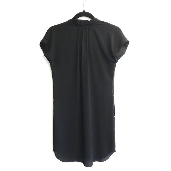 MONK & LOU Black Short Sleeve V-Neck Mini Shift Dress XXS - Picture 4 of 8